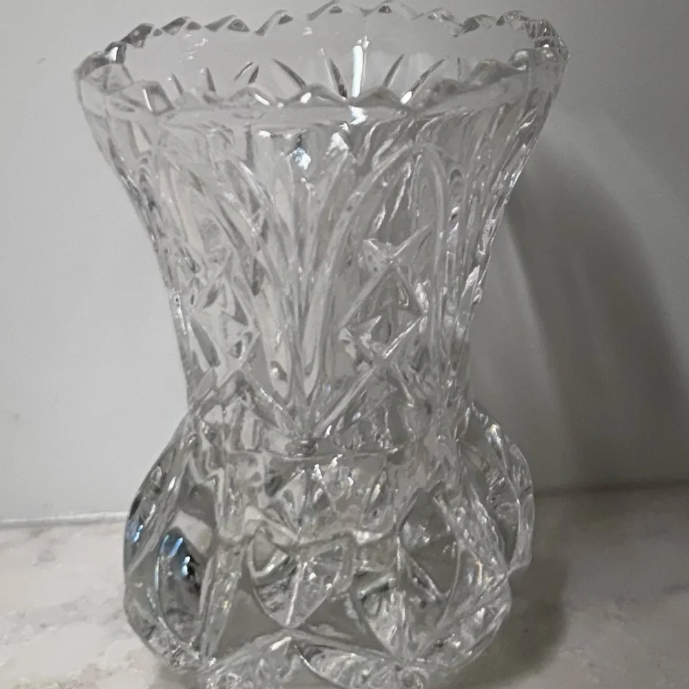 Vintage EAPG Clear Cut  Glass Toothpick  Holder